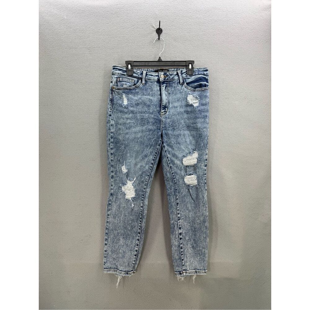 Judy Blue Womens Acid Wash Mid Rise Boyfriend Fit Distressed Jeans Size 32 (15)